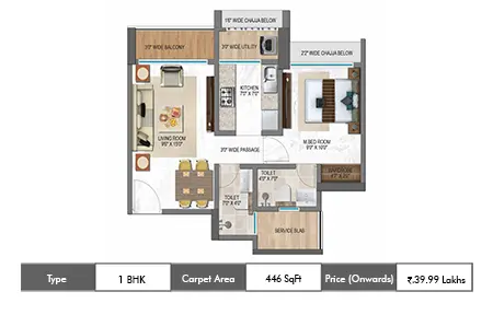 2 BHK 446 SqFt